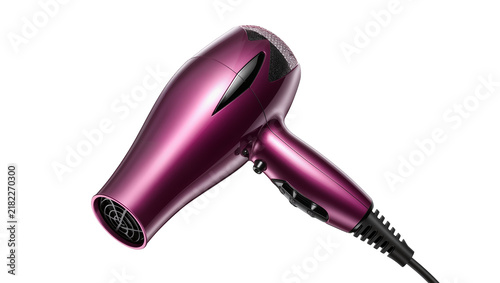 фотографія Shiny metallic purple hairdryer with black accents, isolated on transparent back