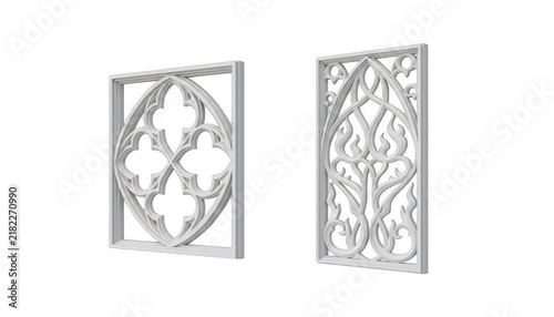 Plakat Two White Decorative Gothic Window Frame Architectural Elements