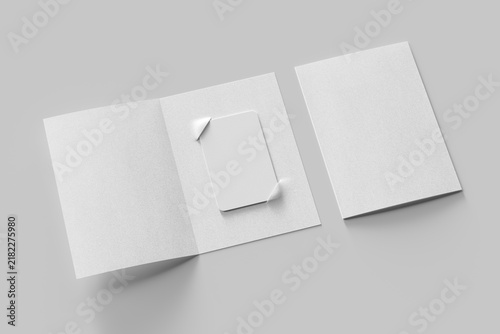 Obraz na plátně empty portrait plastic guest entry card with bifold slipcase cover textured pape