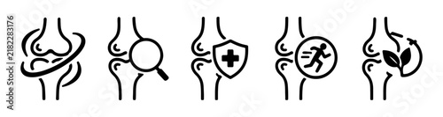 Knee Joint Health Care Icon Set with Orthopedic Medical and Bone Symbols