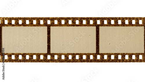 Fotografie Vintage film strip with three blank frames, isolated on transparent background