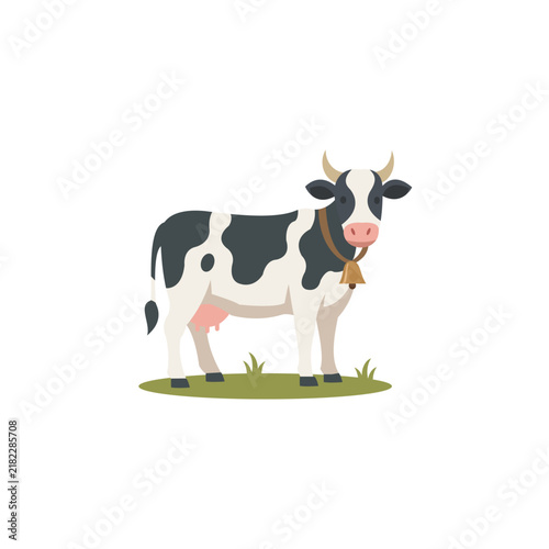 dairy cow flat vector icon for livestock and farming design