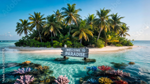 Tropical Paradise Island With Coral Reef