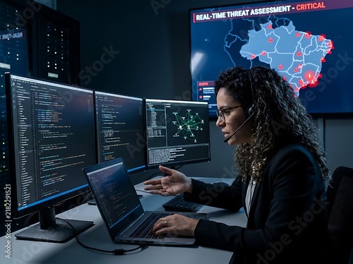 young woman working on computer at home