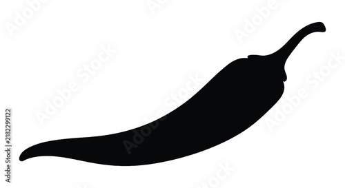 Bild auf Leinwand A black silhouette of a single chili pepper against a white background silhouett