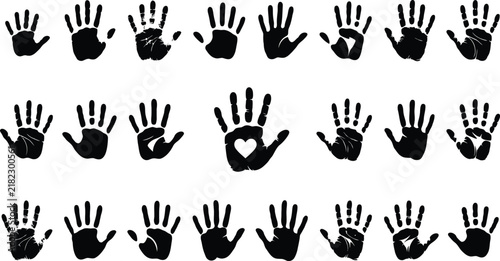 Creative Hand Outline and Palm Symbol Design Elements