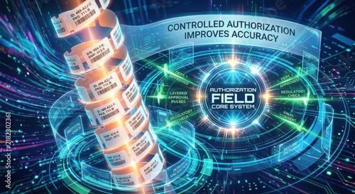 Obraz na płótnie Spiraling Shipment Identifiers and Authorization Field System