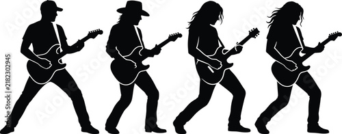 Band Members and Guitarist Silhouettes Collection