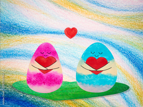 self love space of love together mind mental health spiritual heal warm romantic happy heart hug care positive art design illustration watercolor painting cartoon relationship couple symbol valentine