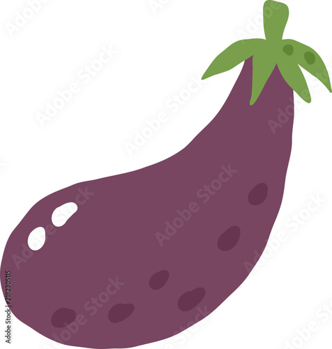 cute eggplant vegetable vector cartoon illustration