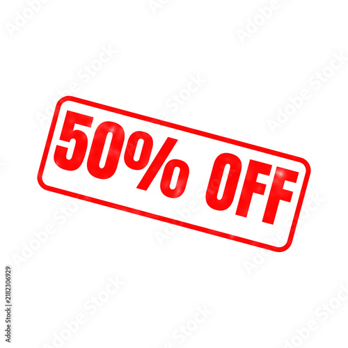 Red 50 percent off stamp icon