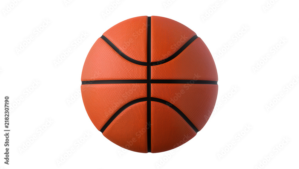Fototapeta premium Orange textured basketball with black lines, isolated on transparent background