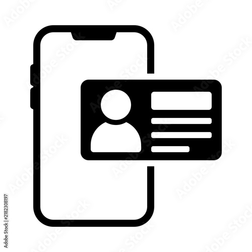 Digital ID Card and Mobile User Identification Icon Vector Illustration, 