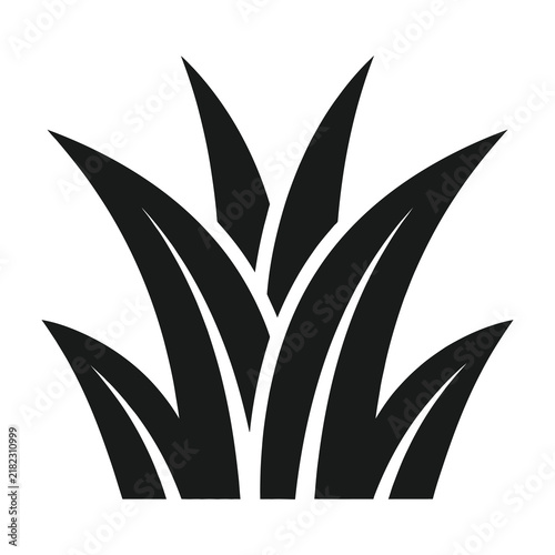 Black silhouette grass blades on white background simple icon