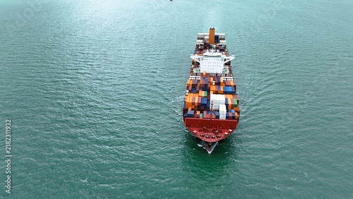 Container Ship Carrying Cargo Through the North Sea