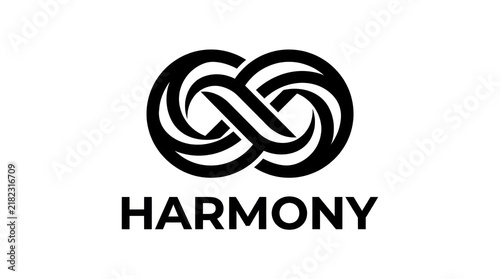 Interlocking loops symbol with word harmony