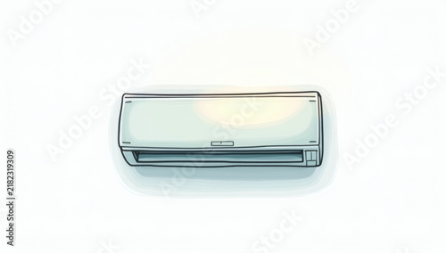 A Simple Illustration of a Wall Mounted Air Conditioner Unit Isolated on a Clean White Background for Home Cooling Concepts