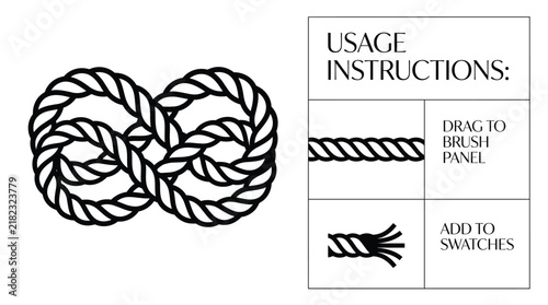 Twisted nautical rope brush design featuring a detailed infinity loop pattern with clean black vector strokes