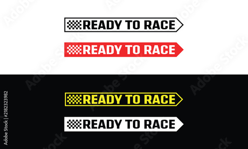 Ready to Race Arrow Banners with Checkered Flag Racing Motorsport Vector Set