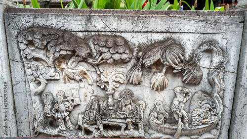 Картината върху платно Exquisite ancient stone relief carving at Zhu Family Garden, Jianshui, Yunnan, C