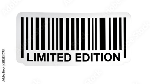 Obraz na płótnie Black and white barcode sticker with LIMITED EDITION text, isolated on transpare