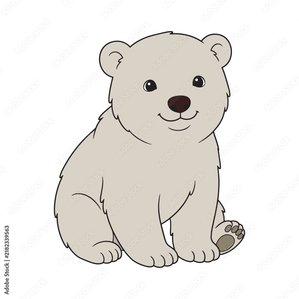 Fototapeta premium Cute Cartoon Bear Sitting Illustration