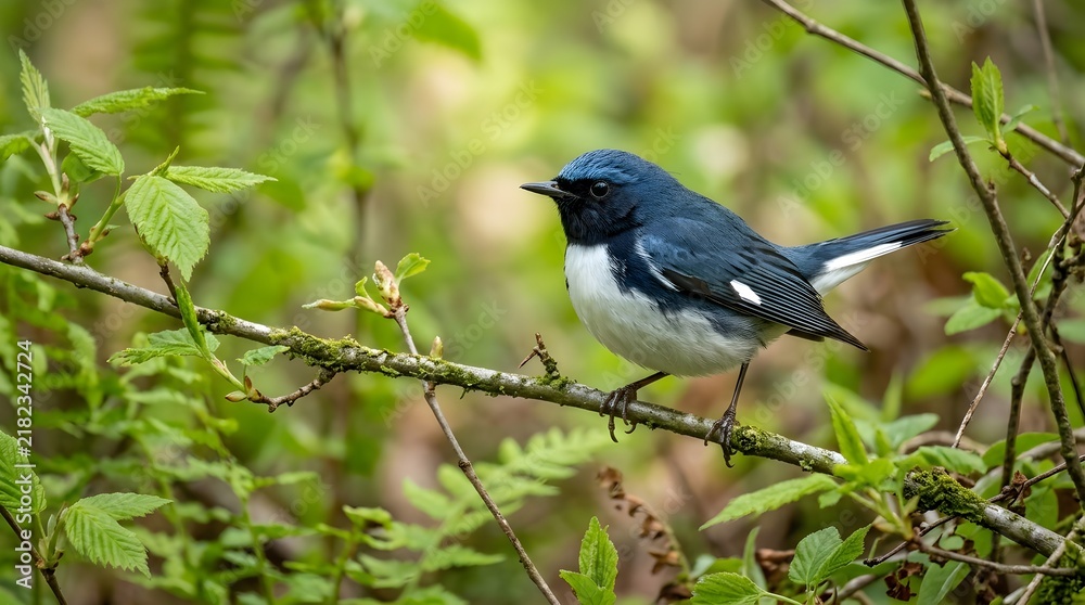 Obraz premium Black-throated Blue Warbler in Forest