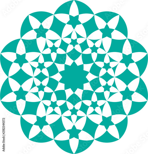 Geometric Radial Teal and White Pattern Background