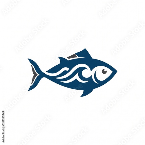 Modern fish icon with wave pattern