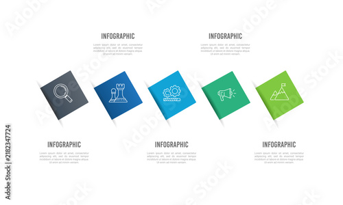 Five Steps Business Roadmap Infographic for Project Management and Planning. Presentation, Plan and Report. Vector illustration.