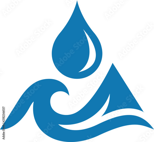 Water Drop and Wave Mountain Logo