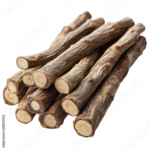 The image depicts a small pile of wooden sticks arranged in a slightly haphazard manner. The sticks are of varying lengths and have a rough, textured surface with some visible bark remnants