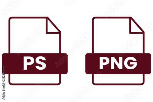 Canvas Print Set of file format icons for document file types like ps and png