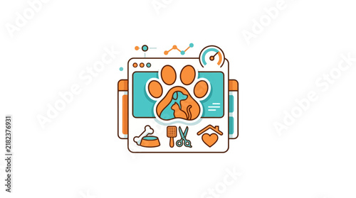 Pet care services mobile application interface dashboard.