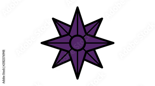 Purple eight-pointed star geometric compass icon.