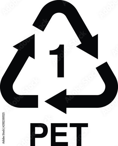 Plastic recycling symbol number 1 pet polyethylene terephthalate icon