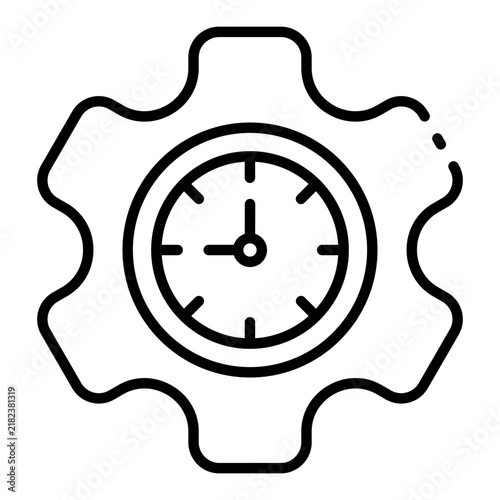 time icon. gear with clock face. schedule tracking. business productivity