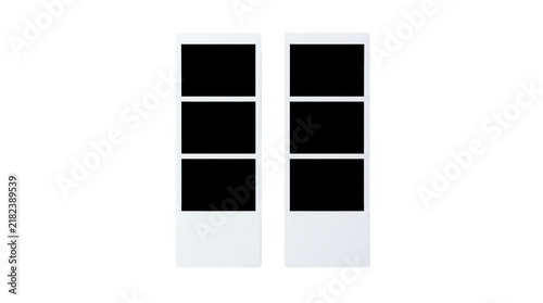 Two empty white photo booth strips isolated on transparent background