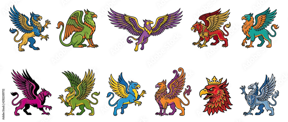 Obraz premium Mythical Creatures Collection: Griffin Illustrations