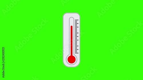 Medical Thermometer Icon Rising Temperature Animation on Green Screen Representing Fever Disease Recovery and Global Warming Diagnostics