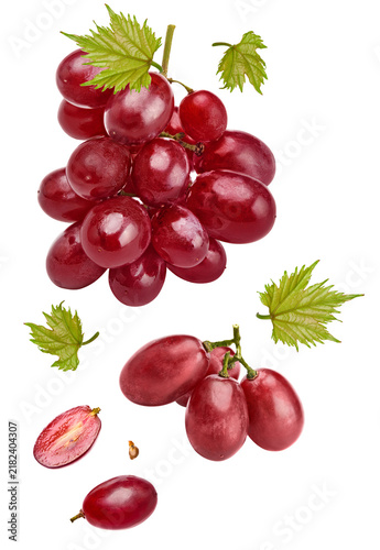red grapes berries isolated on white background. macro. with clipping path