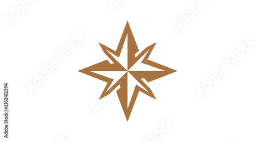 Stylized brown compass rose navigation star icon.
