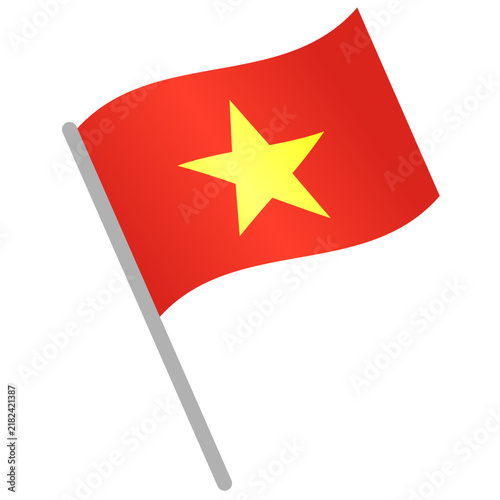 Foto Vietnam Map Pin. A waving Vietnamese flag marker