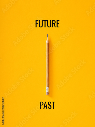 Pencil pointing towards future and erasing past
