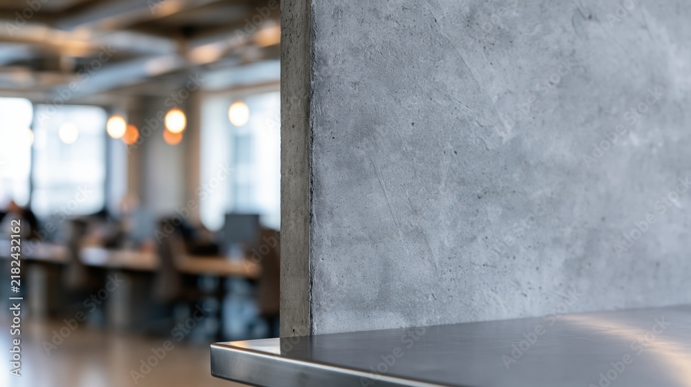 Obraz premium The Concrete Wall in a Bright Modern Office Coworking Space