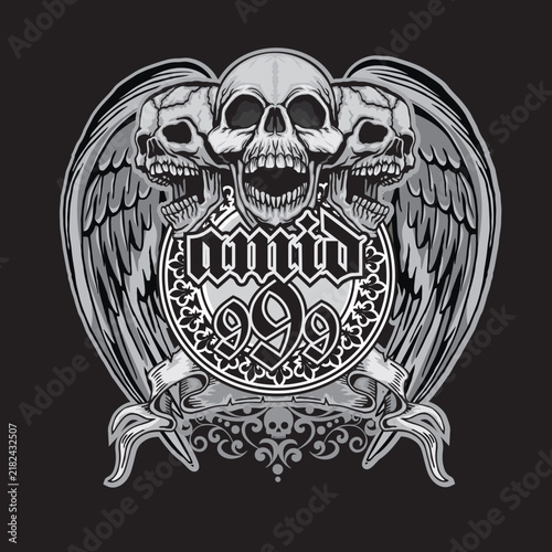 gothic sign with skull, grunge vintage design t shirts