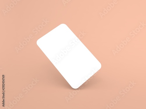 Blank card standing on its edge against a soft background color