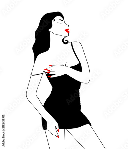 An illustration of a stylish woman on a white background.