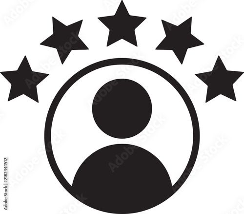 Foto Black and white featuring a stylized human silhouette inside a circle, surrounde