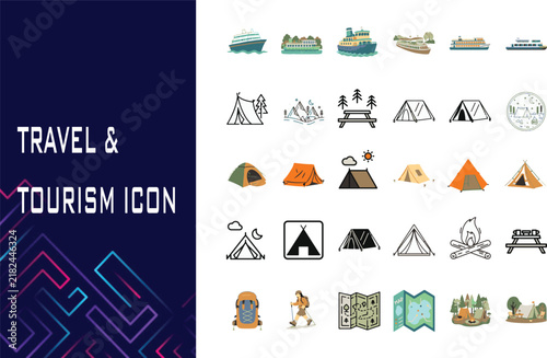 Cruise Camping and Sightseeing Travel Adventure Icon